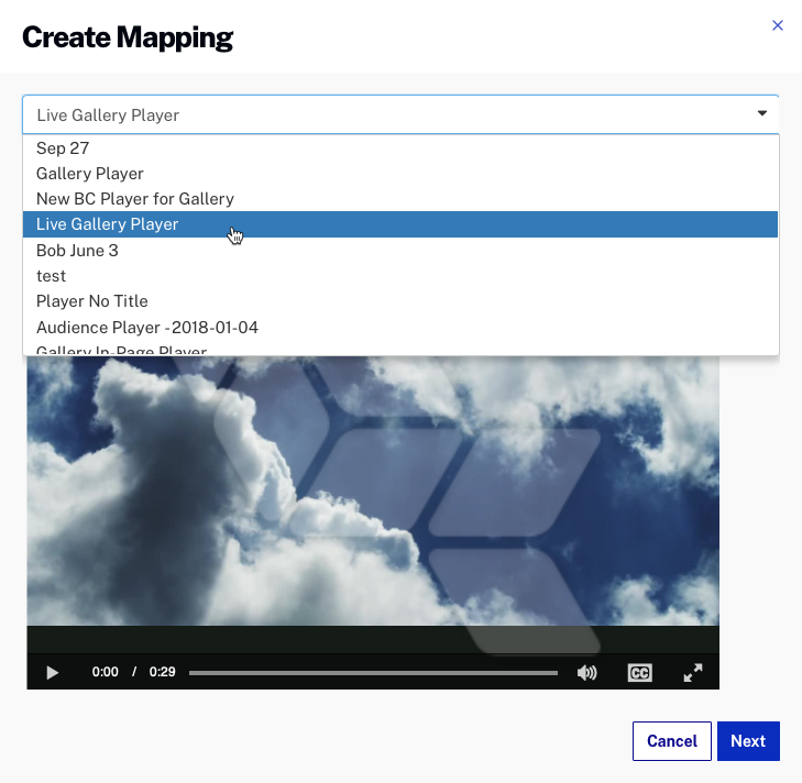 Select Brightcove Player