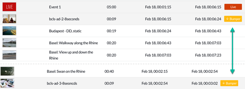 Bumper in Program List