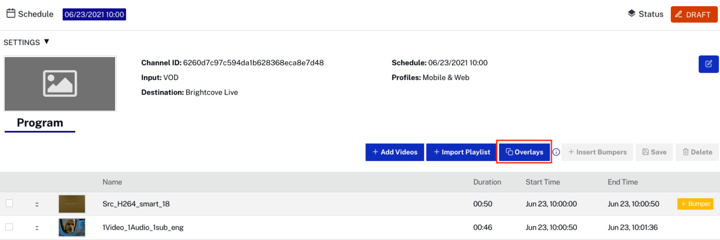 Overlays in Draft Channel