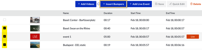 Select Videos for Bumper
