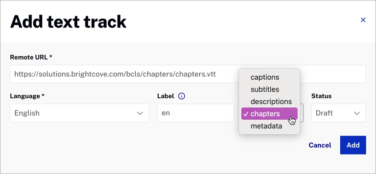 studio text track settings