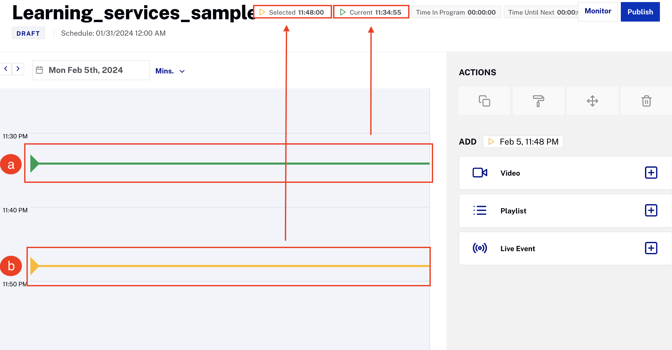 Schedule Calendar pointers example