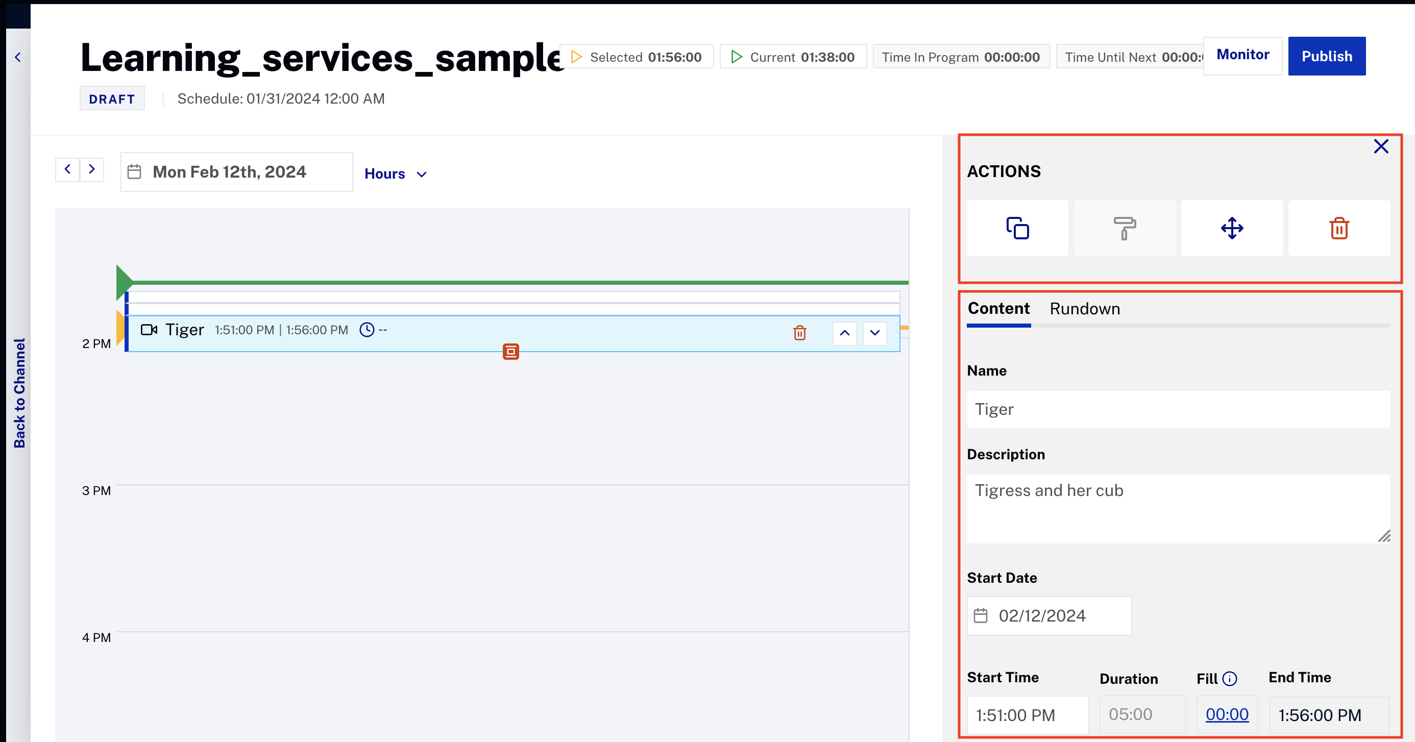 Playlist info and options