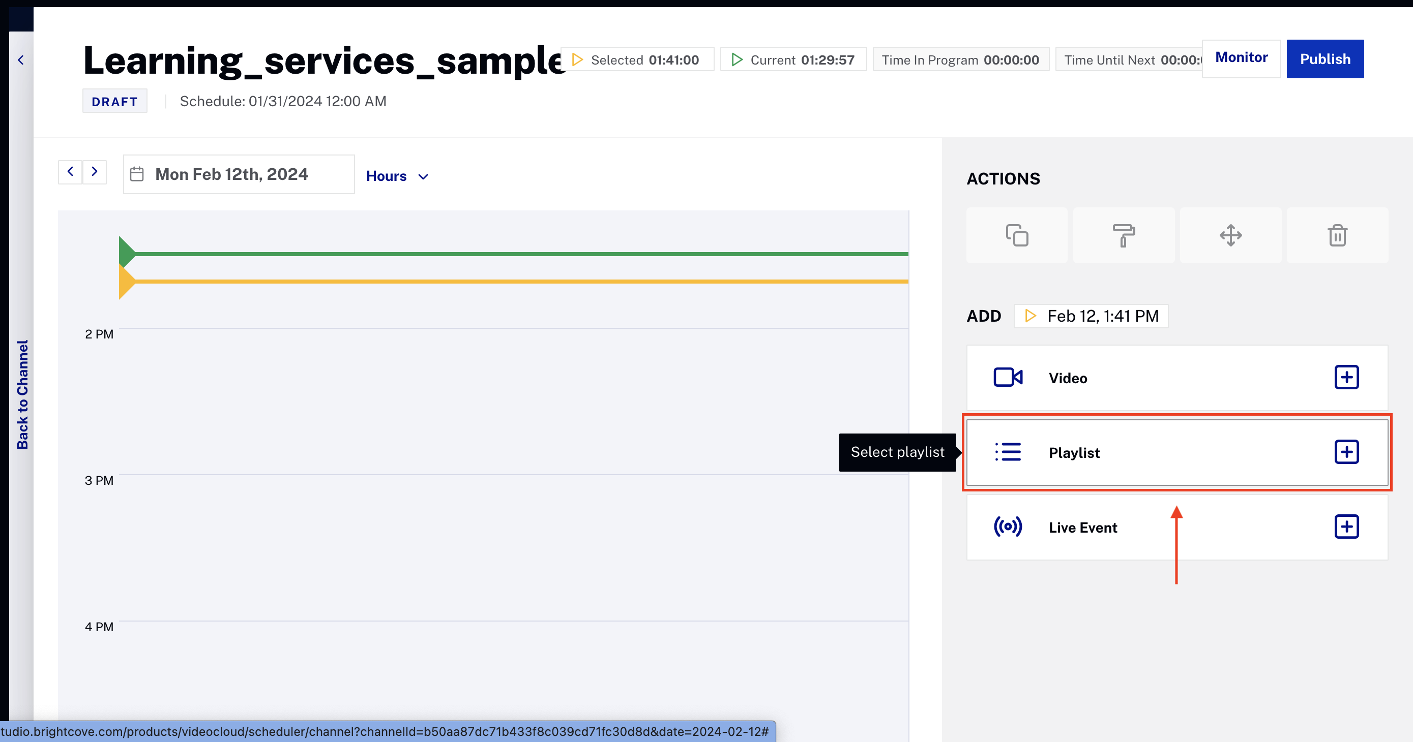 Select playlist option