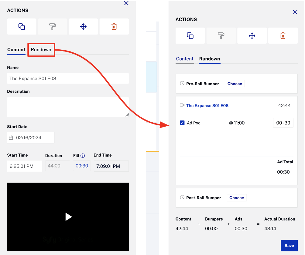 Rundown view example