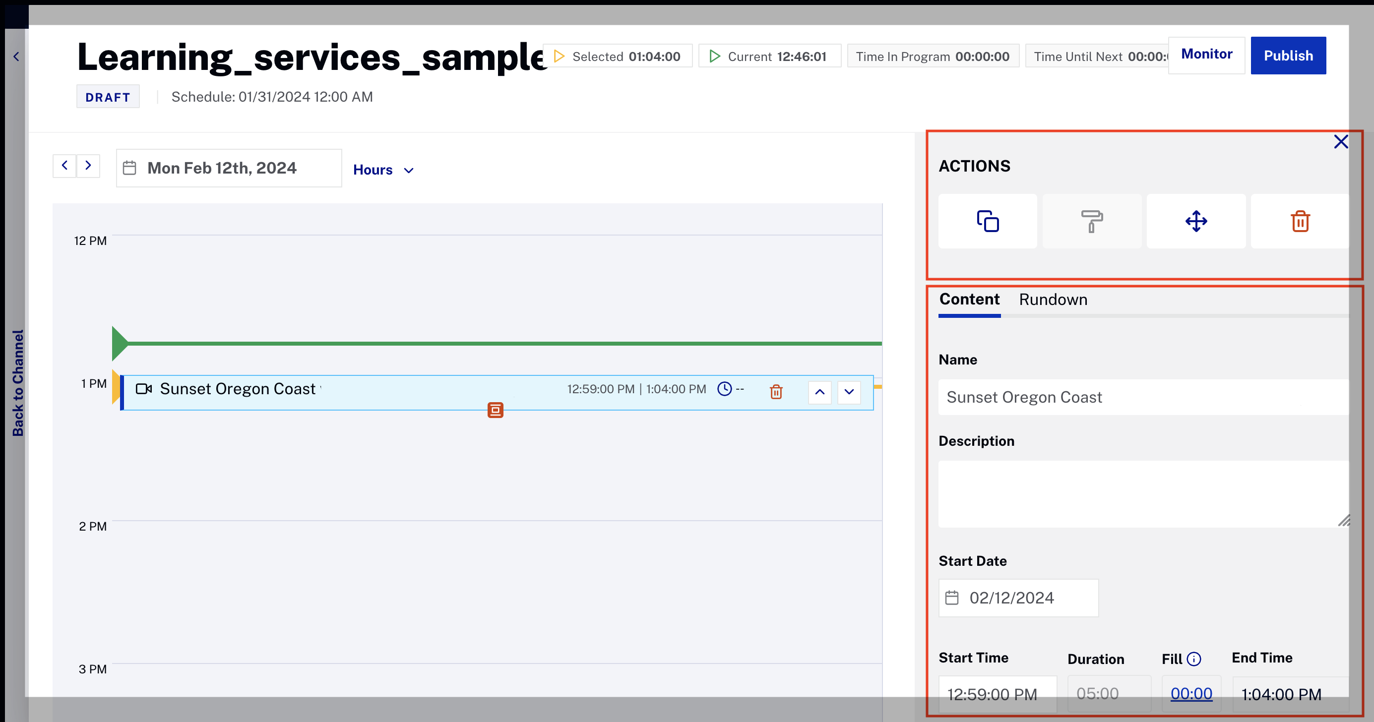 Video info and options
