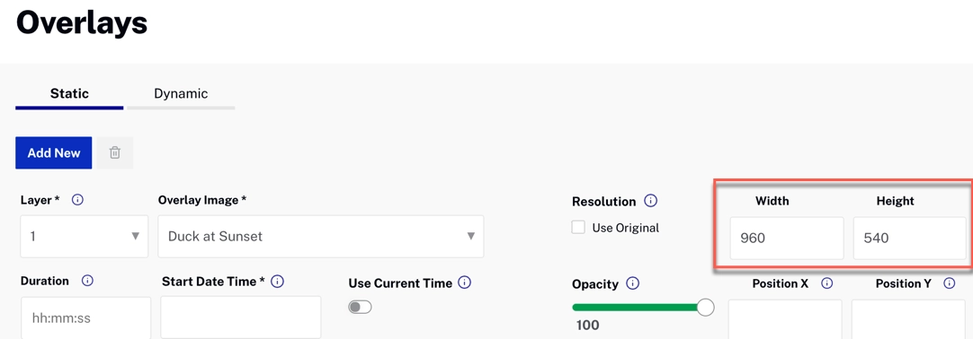 Set Width and Height