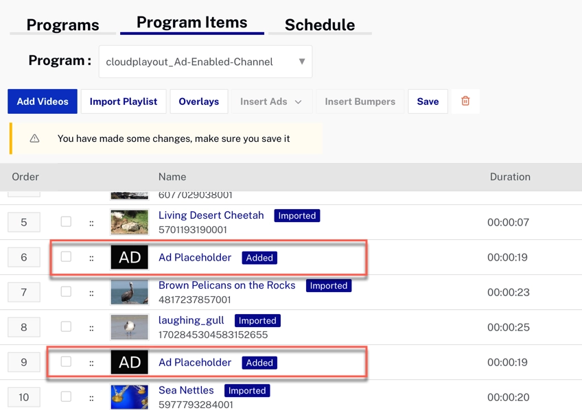 広告ブレークの挿入