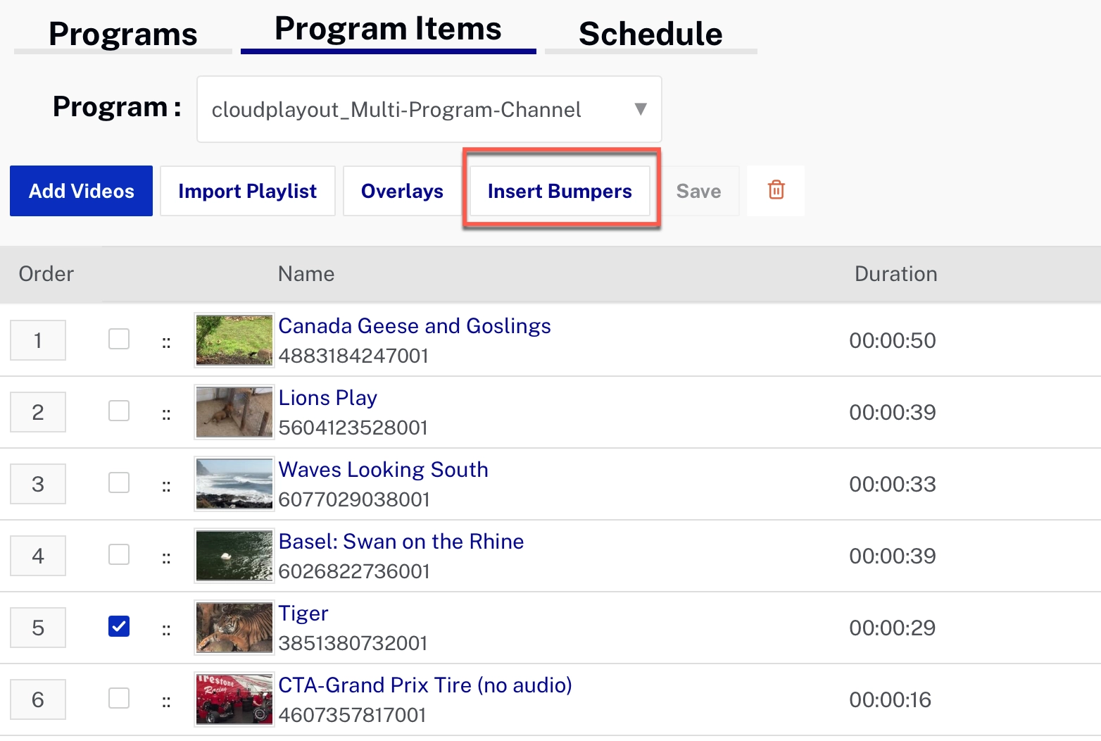 Select Videos for Bumper