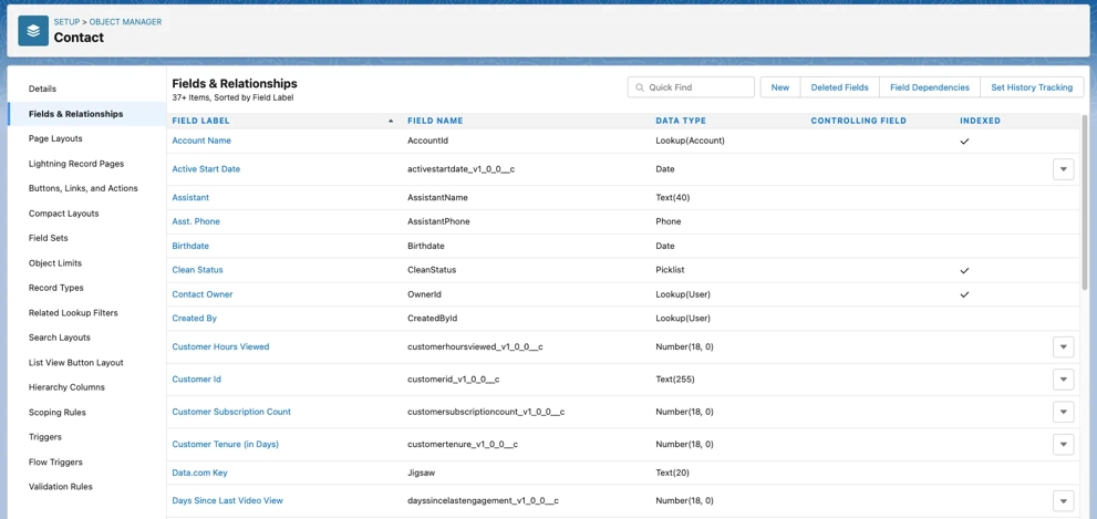 Navigate to Fields and Relationships