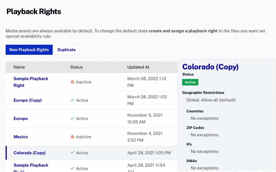 Manage playback rights